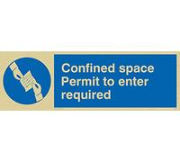 Viking Signs MA297-L31-GV Panneau en vinyle doré avec inscription « Confined Space Permit To Enter Required » 100 mm H x 300 mm l