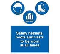 Viking Signs Mc516-a3p-v "casques de sécurité, Bottes et gilets pour être porté à tout Moment" Sign, vinyle, 400 mm H x 300 mm L