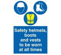 Viking Signs Mc516-a4p-v "casques de sécurité, Bottes et gilets pour être porté à tout Moment" Sign, vinyle, 300 mm H x 200 mm L