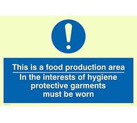 Viking Signs Mh197-a4l-p "c'est une zone de production de nourriture dans les centres d'hygiène de protection les vêtements Doivent être portées" Panneau, plastique, semi-rigide Photo luminescent, 200 mm H x 300 mm L
