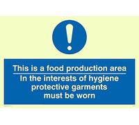 Viking Signs Mh197-a6l-pv "c'est une zone de production de nourriture dans les centres d'hygiène de protection les vêtements Doivent être portées" Panneau, autocollant, Photo luminescent, 100 mm H x 150 mm L