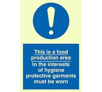 Viking Signs Mh197-a6p-pv "c'est une zone de production de nourriture dans les centres d'hygiène de protection les vêtements Doivent être portées" Panneau, autocollant, Photo luminescent, 150 mm H x 100 mm l