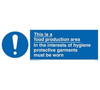 Viking Signs Mh197-l15-1 m "c'est une zone de production de nourriture dans les centres d'hygiène de protection les vêtements Doivent être portées" Panneau, plastique, 1 mm Semi Rigide, 50 mm H x 150 mm L