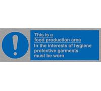 Viking Signs Mh197-l15-ms "c'est une zone de production de nourriture dans les centres d'hygiène de protection les vêtements Doivent être portées" Panneau, Acier inoxydable, qualité Marine, 50 mm H x 150 mm L