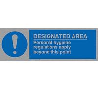 Viking Signs Mh201-l15-ms "Désigné Zone Hygiène personnelle Réglementations appliquer au-delà de ce point" Sign, EN ACIER INOXYDABLE de qualité Marine, 50 mm H x 150 mm L