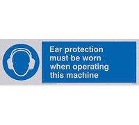 Viking Signs Mp262-l15-sv "Protection auditive d'exploitation doit être porté quand cette machine" Sign, Argent en vinyle, 50 mm H x 150 mm L