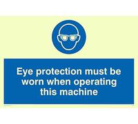 Viking Signs Mp280-a6l-pv "Protection des yeux d'exploitation doit être porté quand cette machine" Panneau, autocollant Photoluminescent, H 100 mm x 150 mm L