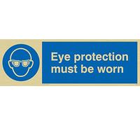 Viking Signs Mp281-l31-g "Protection des yeux Doivent être portées" Panneau, rigide Plastique Doré, H 100 mm x 300 mm L