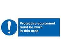 Viking Signs Mp293-l15-v "équipement de protection Doivent être Portés dans CE domaine" Sign, vinyle, 50 mm H x 150 mm L