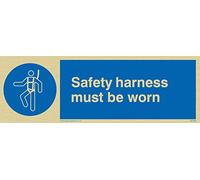 Viking Signs Mp298-l15-g "Harnais de sécurité Doivent être portées" Panneau, rigide Plastique Doré, 50 mm H x 150 mm L