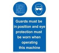 Viking Signs Mp301-a3p-v "gardes doit être en position et protection des yeux Doivent être Portés lors du Fonctionnement cette machine" Sign, vinyle, 400 mm H x 300 mm L