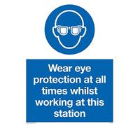 Viking Signs Mp5727-a5p-v "Protection des yeux d'usure à tout Moment tout en travaillant à cette station" Sign, vinyle, 200 mm H x 150 mm L
