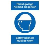 Viking Signs Mp931-a4p-3 m "Rhaid Gwisgo Helmed Diogelwch/casques de sécurité Doivent être portées" Panneau, 3 mm Plastique rigide, 300 mm H x 200 mm L