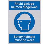 Viking Signs Mp931-a5p-sv "Rhaid Gwisgo Helmed Diogelwch/casques de sécurité Doivent être portées" Panneau, Argent en vinyle, 200 mm H x 150 mm L