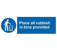 Viking Signs Mv311-l15-v "Place tous les déchets en bacs fourni" Sign, vinyle, 50 mm H x 150 mm L