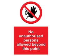 Viking Signs PA30-A4P-3M Panneau « No Unauthorised Persons Allowed Beyond This Point » en plastique rigide 3 mm H 300 mm l 200 mm Rouge