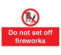 Viking Signs Panneau A2 Paysage Vinyle Rouge/Blanc Minimaliste 600 x 400 mm - SIGNAGE Avertissement Do Not Set Off Fireworks