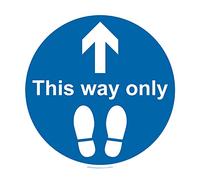 Viking Signs Panneau de sol This way Only Vinyle Bleu Minimaliste 12 x 18 inches ou 30 cm x 45 cm Montage mural Directionnel, Sécurité