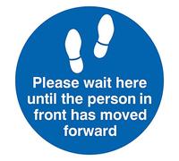 Viking Signs Panneau « Please wait here until the person in front has move forward » - Floor Vinyl