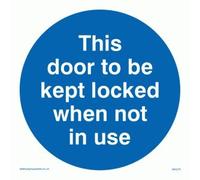 Viking Signs Panneau "This Door To Be Kept Locked When Not In Use" MA219-S15-1M en plastique semi-rigide 150 x 150 mm