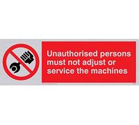 Viking Signs Pm44-l15-sv "non personne NE doit pas Régler ou Service de machines" Sign, Argent en vinyle, 50 mm H x 150 mm L