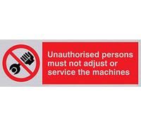 Viking Signs Pm44-l31-sv "non personne NE doit pas Régler ou Service de machines" Sign Vinyle, Argent, 100 mm H x 300 mm L