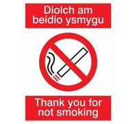 Viking Signs Ps912-a4p-3 m "Diolch AM Beidio Ysmygu/Merci pour ne pas fumer" Sign, plastique rigide, 3 mm, 300 mm H x 200 mm L