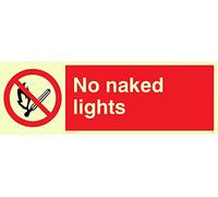 Viking Signs Pv646-l31-p "No Naked Lights" Sign, Semi Rigide Plastique Photoluminescent, H 100 mm x 300 mm L