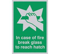 Viking Signs Sa407-a6p-s "en cas d'incendie Briser en verre pour atteindre Hatch" Sign, rigide Argent Plastique, 150 mm H x 100 mm l
