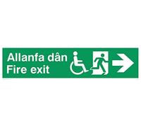 Viking Signs Sd1002-l61-v handicap "Allanfa Dan/sortie de secours" Sign, flèche droite, vinyle, 150 mm H x 600 mm L