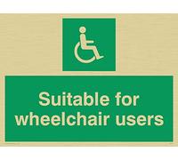 Viking Signs Sd454-a5l-g "Convient pour personnes en fauteuil roulant" Sign, rigide Doré Plastique, 150 mm H x 200 mm L