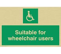 Viking Signs Sd454-a6l-g "Convient pour personnes en fauteuil roulant" Sign, rigide Plastique Doré, H 100 mm x 150 mm L