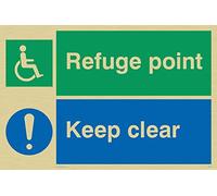Viking Signs Sd964-a4l-g handicap "Refuge point Keep Clear" Panneau, rigide Doré Plastique, 200 mm H x 300 mm L