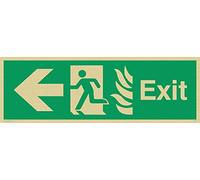 Viking Signs Sg688-l31-g Fire "Exit" Sign, flèche gauche, rigide Plastique Doré, H 100 mm x 300 mm L