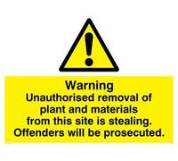 Viking Signs Wc503-a2l-v "avertissement tout retrait de plantes et de matériaux à partir de ce Site est de Voler. Offenders sera Prosecuted" Sign, vinyle, 400 mm H x 600 mm L