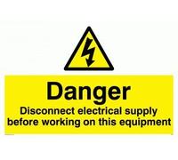 Viking Signs We74-a2l-3d "Danger alimentation électrique Déconnecter avant de travailler sur Cet équipement" Sign, 3 mm à double face en PVC rigide, 400 mm H x 600 mm L