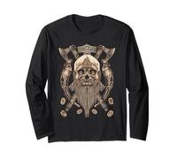 Viking Skull with Beard - Viking Axe - Viking Drinking Horn Manche Longue