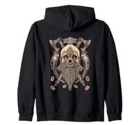 Viking Skull with Beard - Viking Axe - Viking Drinking Horn Sweat à Capuche