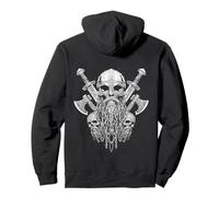 Viking Skull with Helmet with Viking Axe - Black and White Sweat à Capuche