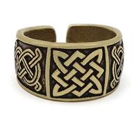 Viking Slaves Symboles Hommes Bague, Amulette de Charme Vintage de Style Punk Nordique, Bijoux Païens Scandinaves Nordiques Authentiques Faits À La Main(Bronze)