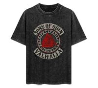 Viking Sons of Odin Valhalla Viking Norse Men's T-Shirt Unisex Black Cotton Print Tee Shirts XL