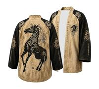 Viking sweat à capuche veste de mi-saison hommes Long cosplay costume | Celanisai Biker veste avec capuche 3D Gedruckt cool Mantel sweat veste sweat loisirsjacke Motorradjacke，beige