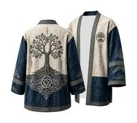Viking sweat à capuche veste de mi-saison hommes Long cosplay costume | Celanisai Biker veste avec capuche 3D Gedruckt cool Mantel sweat veste sweat loisirsjacke Motorradjacke，beige