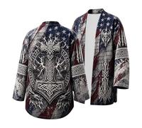 Viking sweat à capuche veste de mi-saison hommes Long cosplay costume | Celanisai Biker veste avec capuche 3D Gedruckt cool Mantel sweat veste sweat loisirsjacke Motorradjacke，beige