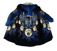 Viking Tattoo Manteau Capuche Fausse Cachemire pour Homme Cape d'hiver Nordique Imprimée 3D Veste Plus Chaude,Nordic Raven,L