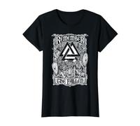 Viking Valknut : Souvenez-Vous des Guerriers squelettes tombés au Combat T-Shirt Graphique avec Valeur, Femme, Noir, XS