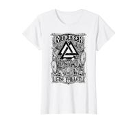 Viking Valknut : Souvenez-Vous des Guerriers squelettes tombés au Combat T-Shirt Graphique avec Valeur, Femme, Blanc, XS