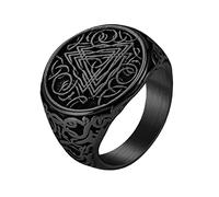 Viking Valknut Symbol Ring - Homme Acier Inoxydable Nordic Odin Symbole Triangle Noeud Anneau - Noeud Celtique Vintage Amulette Pirate Anneau Pagan Hip Hop Bijoux Taille 7-12