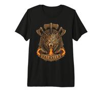 Viking Wolf Valhalla Norse Mythology - Urnes Style Fire T-Shirt Haut de Gamme