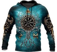 Viking Zipper Hoodies sweats à capuche homme Arbre De Vie Nordique Yggdrasil Et Boussole Graphique Sweats Pull Casual Streetwear Veste (Color : Hoodie, Size : XL)